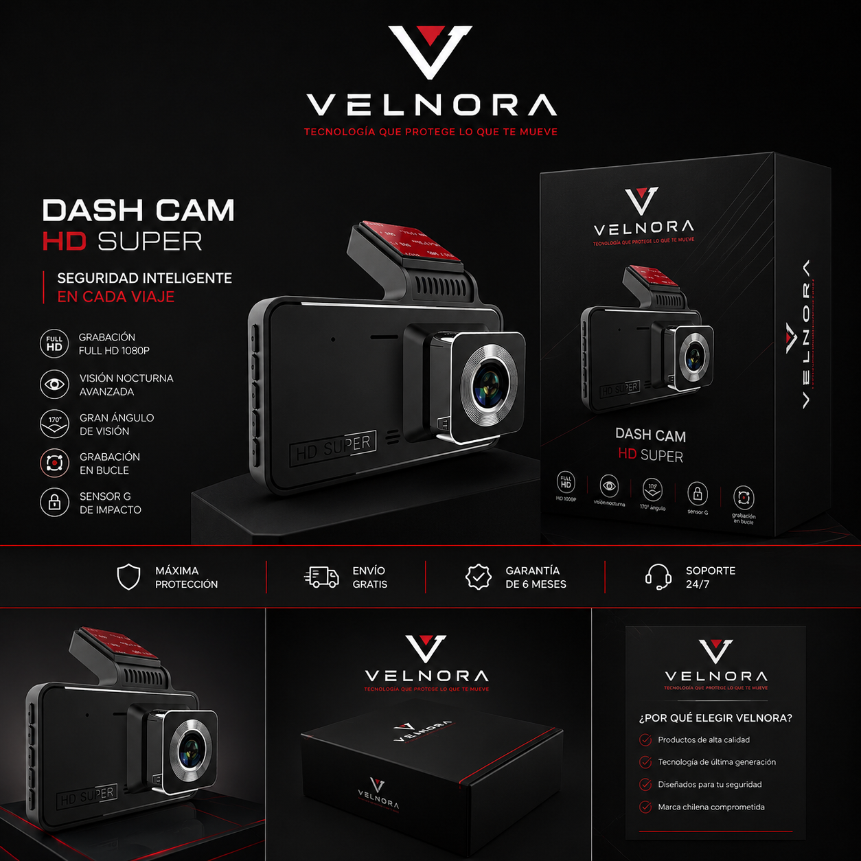 Dash Cam Full HD + Cámara de Retroceso Nocturna — Instalación Incluida