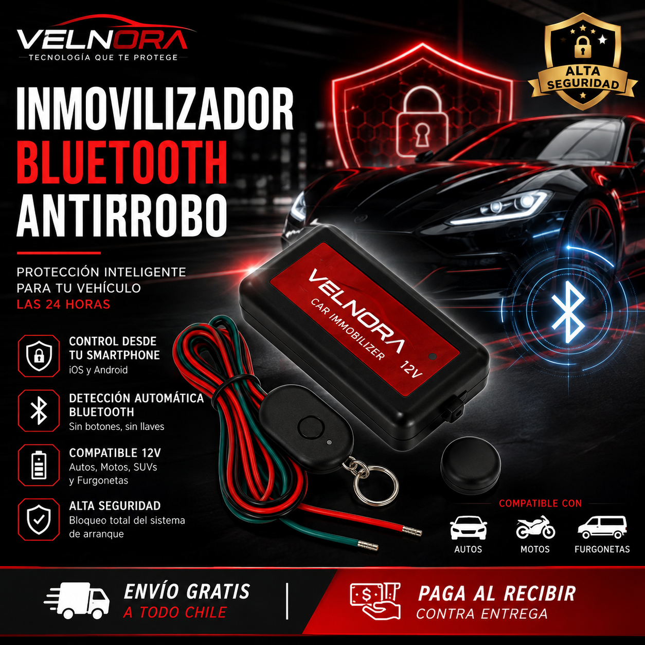 Inmovilizador Auto Bluetooth Antirrobo